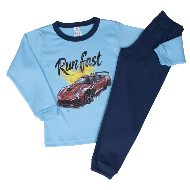 Пижами с дълъг ръкав Детска пижама - Пениран интерлог Run fast (6-12г) 144
