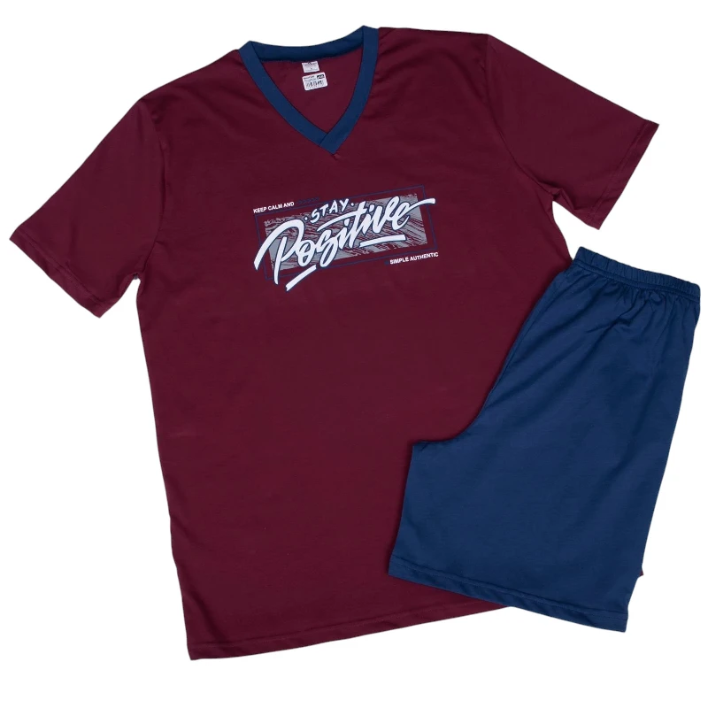 Пижами с къс ръкав Мъжка пижама с къс ръкав, къс панталон, Позитив 155