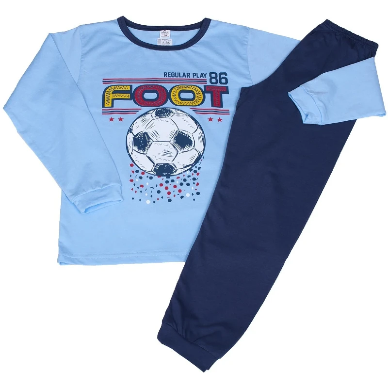 Пижами с дълъг ръкав Детско/юношеска пижама -100% пениран памук, „Football“. (6-12г.) 154
